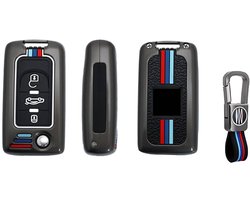 Metalen Autosleutel hoesje - Sleutelhoesje - Sleutelcover - Autosleutelhoes - Geschikt voor Peugeot D3 - Peugeot 108, Peugeot 207, Peugeot 208, Peugeot 307, Peugeot 308, Peugeot 407, Peugeot 508, Peugeot 1007, Peugeot 2008, Peugeot 3008, Peugeot 500