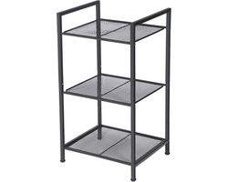 Metalen badkamer plank - 3 niveaus staande plank - uitbreidbaar en verstelbaar - industrieel ontwerp - zwart opbergrek