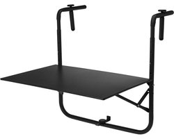 Metalen balkon hangtafel zwart - 60x43 cm - klaptafel tafel tafel in hoogte verstelbaar