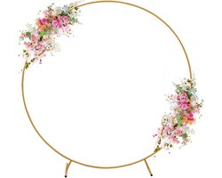 Metalen ballon boog kit grote metalen ballonboog achtergrondstandaard metalen ballonboog ronde bruiloftsboog gouden ballonboog kit trouwboog frame luchtballon boog frame 2,2 m