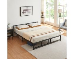 Metalen bed Meran bedframe met bedbodem zwart 180x200