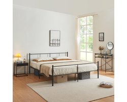 Metalen Bed - Tweepersoonsbed Staal - Slaapkamer Inrichten - Krasbestendig Gepoedercoat - 180x200 cm - Zwart