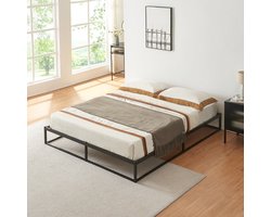 Metalen bed tweepersoonsbed Trerunta met bedbodem 160x200 cm zwart [en.casa]
