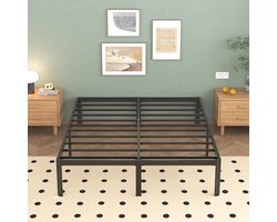Metalen bedframe 120x190 cm - Zwarte tweepersoonsbed met ronde poten