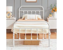 Metalen Bedframe 90 x 200 cm met Lattenbodem - Modern en Stabiel voor Tienerkamer