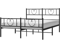 Metalen bedframe - Bedombouw voor twijfelaar - Voor slaapkamerinrichting - Robuuste constructie - 135 x 190 cm - Zwart