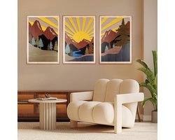 Metalen Berg Wanddecoratie voor Thuis - Natuurlijke Berglandschap Kunst - Verticale Metalen Muur Sculpturen met Bosmotief