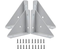 Metalen bevestigingssteunen voor houten meubels - Set van 4 - 90 graden hoekverbindingen - Inclusief 20 schroeven - Wit