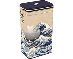 Metalen Bewaarblik - Thee Koffie Pot - Keuken Organisatie - Aroma Dicht Sluiting - 1.4 Liter - Blauw Motief