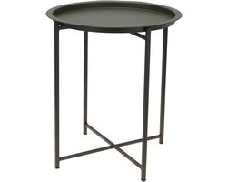 metalen - bijzettafel - inklapbare - salontafel - decoratieve - bloementafel - afneembaar - dienblad - 48 x 41 cm - groen