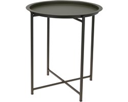 Metalen bijzettafel - Inklapbare salontafel - Decoratieve bloementafel - Afneembaar dienblad - 48 x 41 cm - Groen