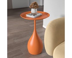Metalen bijzettafel - Ronde salontafel - Woonkamer decoratie - Eenvoudige montage - 40 x 60 cm - Oranje