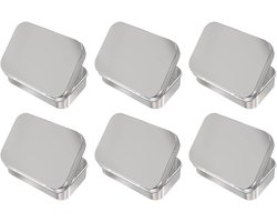 Metalen blikjes - compact en veelzijdig - set van 6 - zilver - 88 x 60 x 18 mm