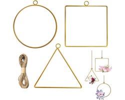 Metalen Bloemen Hoop Gouden Krans - Set van 3 - Ideaal voor DIY Crafting