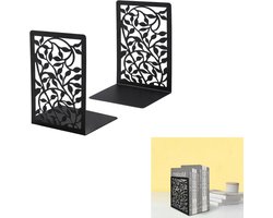 metalen boekensteunen - Boekensteunen - Boekenstandaard - Boekensteun - Boekenhouder - decoratieve boekensteunen in de vorm van een boom - voor zware boeken - boekenhouder voor planken - unieke boekenstoppers - 1 paar - zwarte