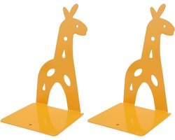 Metalen Boekensteunen - Cartoon Dier - Boeken Opslag - Antislip Zwaar - 22x14x12 cm - Gele Giraf