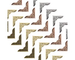 Metalen Boekhoeken - 160 Stuks Kleine Boekhoekbeschermer IJzeren Hoek Driehoek Decoratieve Trim Vintage Albumhoeken voor Scrapbooking Menu's - 4 Kleuren
