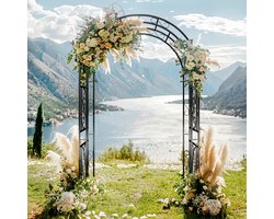 Metalen Boog – Tuinboog – Bruiloft Boog – Decoratieve Boog – Feestboog – Zwart – 213 cm Hoog – Stevige Metalen Constructie