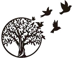Metalen Boom des Levens Wanddecoratie Silhouet Kunst - Zwarte Muurversiering voor Gift Indoor Outdoor Tuin Huisdecoratie - 30x30cm