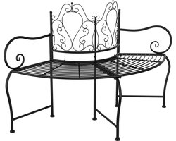Metalen Boombank - Stalen Zitbank - Buiten Ontspannen - Robuuste Constructie - 150 cm Lengte - Zwart