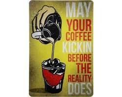 Metalen bordjes mancave – May your coffee – Wandbord – Metalen borden – Mancave decoratie – Reclame bord – Coffee – Tekstbord – Mancave – Metal sign – 20 x 30cm – Cave & Garden