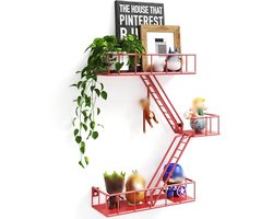 Metalen brand ontsnapping ladder plank - 3-laags wandplank met manden voor muur organizer en decoratie