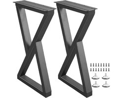 Metalen Bureau Tafelpoten - Tafelonderstel Zwart - Meubels Maken - Dubbele Driehoek Ontwerp - 28 Inch - Zwart