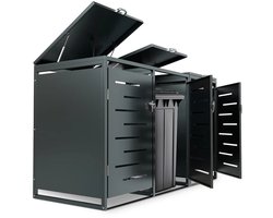 Metalen Containerberging / Opbergbox / Tuinopslagbox Arel - Voor 120L of 240L Afvalbakken - 3-Delig
