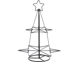 Metalen decoratie kerstboom zwart 40 cm kerstballen standaard/rekje - Tafeldecoratie - Kerstversiering metalen kerstbomen