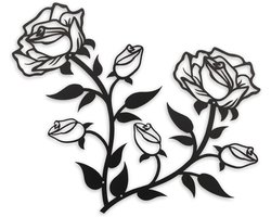 Metalen decoratieve muurkunst - rozenontwerp - 1 stuk - rose - staal - 38cm x 23cm