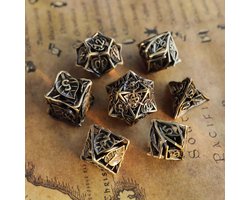 Metalen DND Dobbelstenen Set 7 Blad DND Dobbelstenen Holle Polyhedrale Bronzen Dobbelstenen D20 D12 D10 D% D8 D6 D4 voor Dungeons & Dragons RPG Bord- en Tafelspellen RPG MTG Spellen