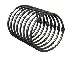 Metalen Douchegordijnringen | 13 stuks | Roestvrij staal | Ø50mm | Zwart