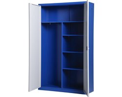 Metalen draaideurkast met hang en leg ruimte, Archiefkast, Kantoorkast I 199x120x43.5 cm I blauw/grijs I DKP-107 I Povag