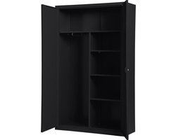 Metalen draaideurkast met hang en leg ruimte, Archiefkast, Kantoorkast I 199x120x43.5 cm I Zwart I DKP-107 I Povag