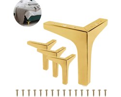 Metalen Driehoekige Meubelpoten - 4 Stuks - Tafelpoten - 13 Cm - Met Schroeven - Meubelpoot - Tafelpoot - Sterk Draagvermogen - Meubeltafelpoten - Tafelonderdeel - Zware Metalen Meubelen - Vloer Beschermen - Antislip En Slijtvast - Gouden