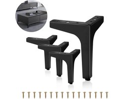 Metalen Driehoekige Meubelpoten - 4 Stuks - Tafelpoten - 13 Cm - Met Schroeven - Meubelpoot - Tafelpoot - Sterk Draagvermogen - Meubeltafelpoten - Tafelonderdeel - Zware Metalen Meubelen - Vloer Beschermen - Antislip En Slijtvast - Mat Zwart