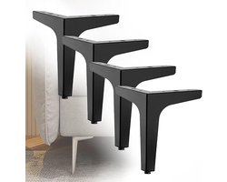 Metalen Driehoekige Meubelpoten - 4 Stuks - Tafelpoten - 15 Cm - Met Schroeven - Meubelpoten - Meubelpoot - Bankpoten - Meubelpootjes - Met 4 Voetbeschermers - Geschikt Voor Kasten, Banken, Salontafels, TV-Kasten En Andere Meubelpoten - Zwart
