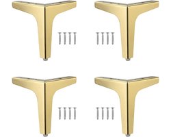 Metalen Driehoekige Meubelpoten Goudkleur - 4 Stuks met Schroeven voor Kasten, Banken, Stoelen, Tafels en Nachtkastjes
