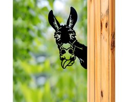 Metalen Ezel Tuinornament voor Hekken, Buiten Decoraties, Huis, Ezel Dieren, Tuindecoratie, Roestige Sculpturen, Gietijzeren Silhouetten, Boom, Tuin, Muurkunst, Cadeau