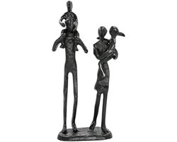 Metalen Familie Sculpture Abstract Standbeeld Decoratie - Handgemaakt Gietijzeren Kunstwerk voor Huis en Kantoor - Zwarte Rustieke Woonaccessoire
