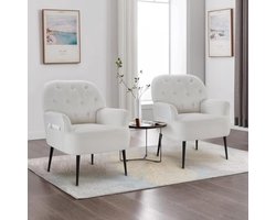 Metalen fauteuil voor woonkamer teddy met hoogwaardige kwaliteit, draaibaar, voor woonkamer, voor slaapkamer – wit