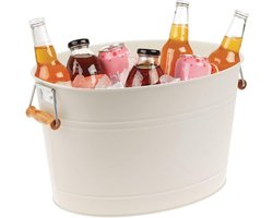 Metalen flessenkoeler - Decoratieve drankenkoeler met handgrepen - Ideaal als drankenkuip voor wijn, bier, champagne of frisdrank - Crème/Beige