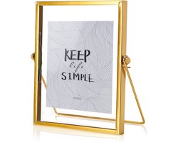 Metalen fotolijst 15x20 cm dubbel glas goud voor foto's en plantenexposities