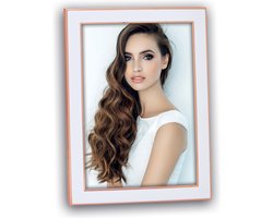 Metalen fotolijst wit/koper kleurig geschikt voor een foto van 13 x 18 cm