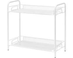 Metalen gaas 2-laags keukenopbergrek met handvat - opbergrek voor specerijen en make-up - cosmetica-slaapkameropslag - badkameropbergoplossing make up tafel