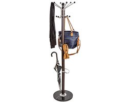 Metalen garderobelijst met 16 haken en marmeren voet - 38 x 38 x 180 cm