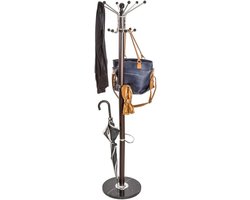 Metalen garderobelijst met 16 haken en marmeren voet - 38 x 38 x 180 cm