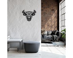 Metalen Geometrische Stier | Wanddecoratie van metaal | 49x60cm(LxB) | Kunst van Staal | Sterrenbeeld stier| Metalen wanddecoratie | Nederlands product | Hoogwaardig staal | Tuindecoratie | Modern | Industrieel |  Bull | Wall art | Gratis verzending