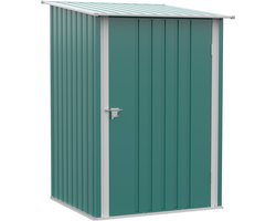 Metalen Gereedschapshuis, Tuinschuur met Lessenaarsdak, Afsluitbare Deur, 100 x 103 x 160 cm, Groen