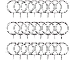 Metalen gordijnringen 38 mm zilver - 24 stuks voor gordijnroedes en douchegordijnen